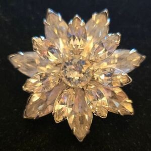 Vintage Rhinestone Flower Burst Brooch Pin